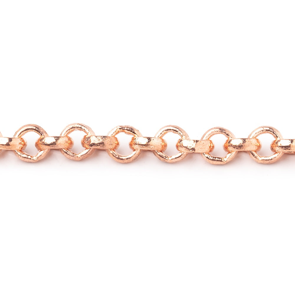 5mm Rose Gold plated Rolo Link Chain by the foot - BeadsofCambay.com