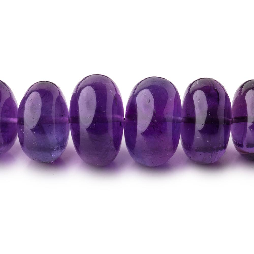 12-15mm Amethyst plain rondelle beads 16 inch 52 pieces - BeadsofCambay.com