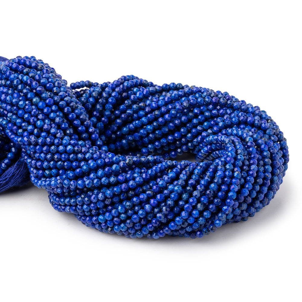 3mm Lapis Lazuli micro faceted round beads 13 inch 110 pieces - BeadsoCambay.com