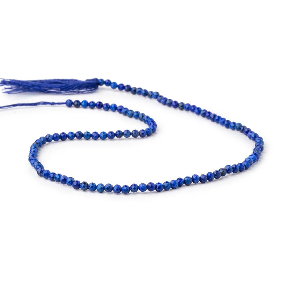 3mm Lapis Lazuli micro faceted round beads 13 inch 110 pieces - BeadsoCambay.com
