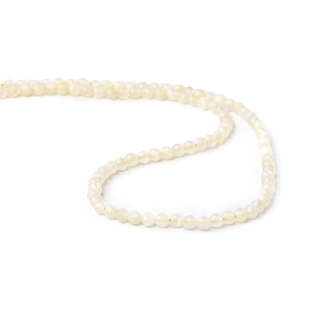 Beadsofcambay 3mm Cream Moonstone microfaceted round beads 13 inch 100 pieces