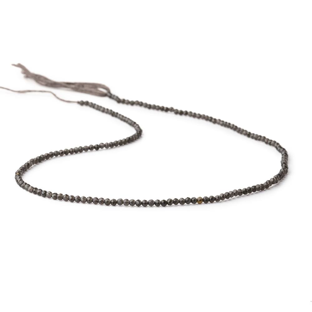 BeadsofCambay 2mm Dark Platinum Grey Moonstone Micro Faceted round beads 13 inch 175 pieces A