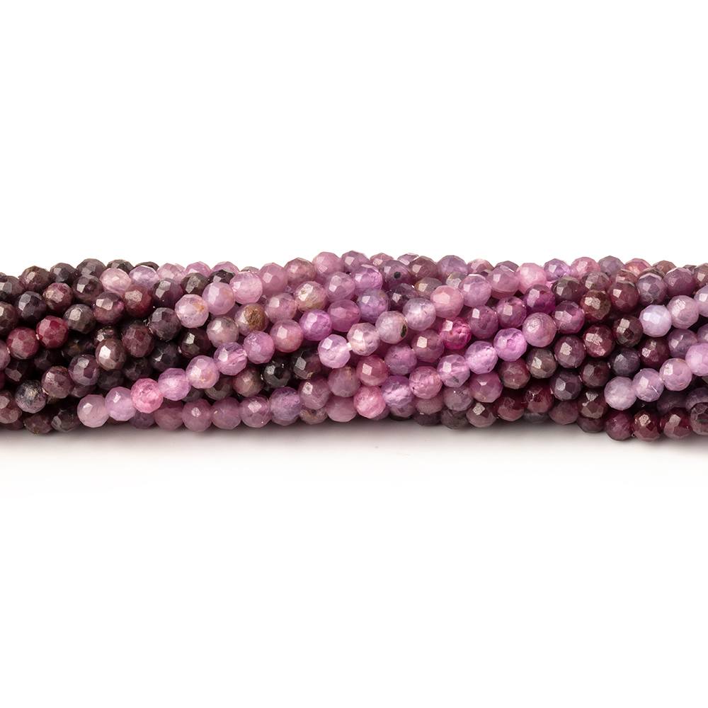 2.5mm Shaded Ruby micro faceted round beads 13 inch 140 pieces AA
