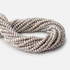 6x5mm Venetian Silver Off Round 2.5mm Large Hole Freshwater Pearl 85 Beads - BeadsofCambay.com