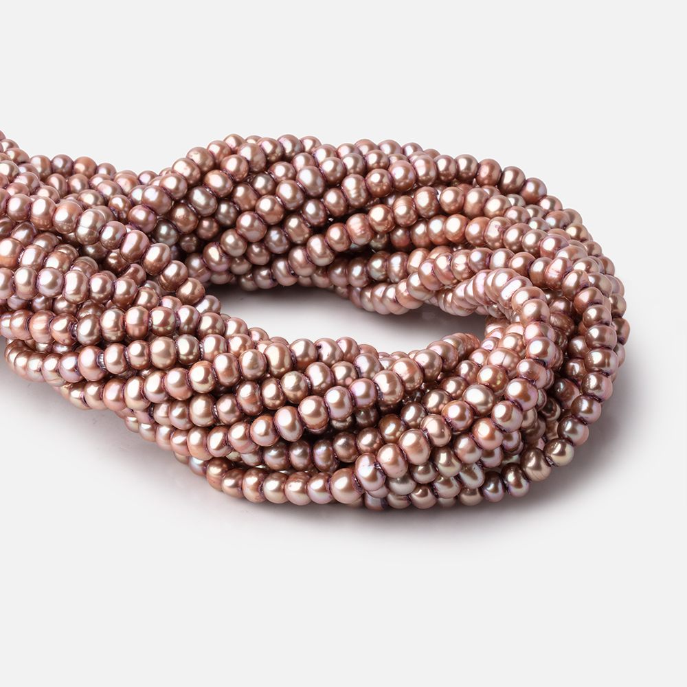 5-6mm Tea Rose Off Round 2.5mm Large Hole Pearls 95 Beads - BeadsofCambay.com