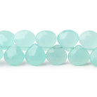 8-10mm Seaglass Chalcedony Faceted Heart Beads 8 inch 34 pieces - BeadsofCambay.com