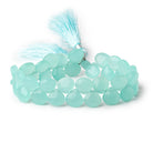 8-10mm Seaglass Chalcedony Faceted Heart Beads 8 inch 34 pieces - BeadsofCambay.com