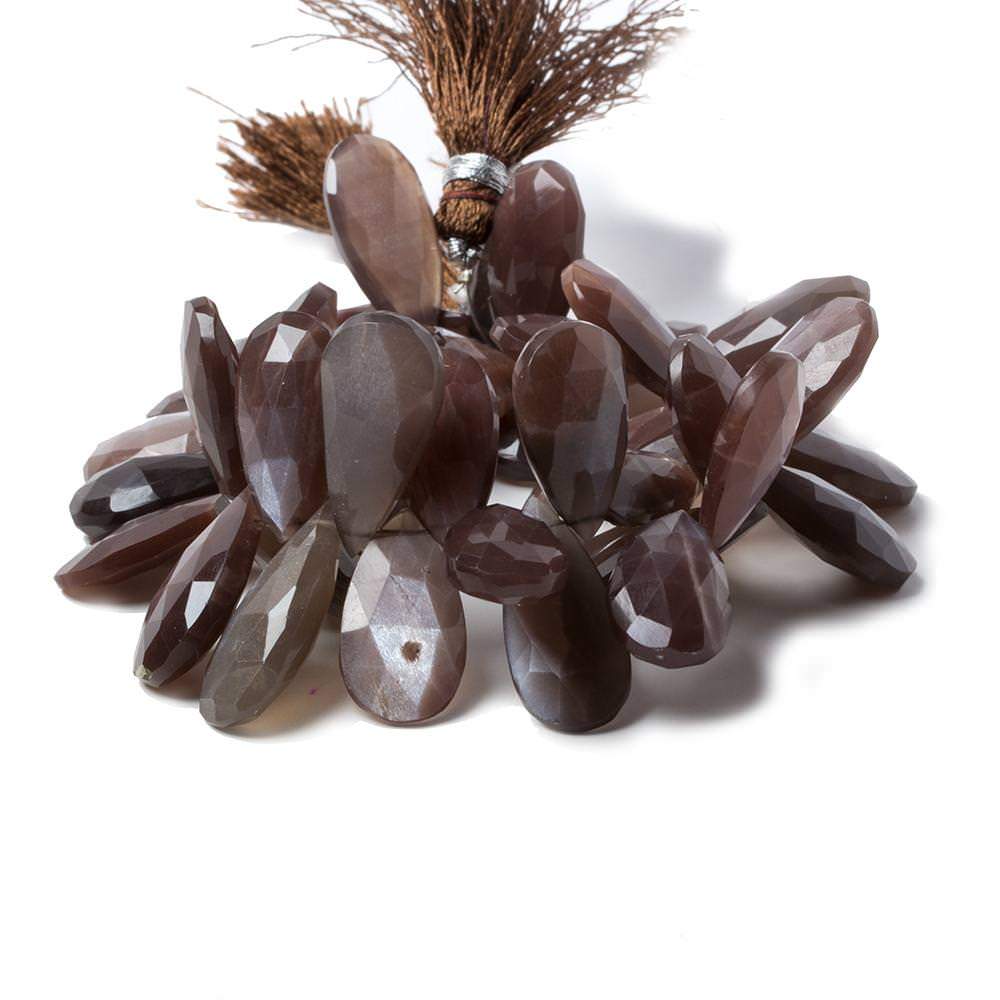 19.5x11-25.6x11mm Chocolate Moonstone faceted pear beads 8 inch 41 pcs - Beadsofcambay.com