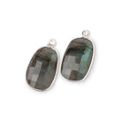 19.5x13mm .925 Silver Bezel Labradorite Faceted Freeform Set of 2 Pendants - Beadsofcambay.com