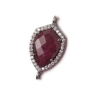 19.5x15mm Black Gold Bezel White CZ and Ruby Shield Connector 1 focal piece - Beadsofcambay.com
