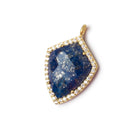 19.5x15mm Gold Bezel White CZ and Lapis Lazuli Shield Pendant 1 focal piece - Beadsofcambay.com