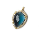 19.5x15mm Gold Bezel White CZ and London Blue Quartz Shield Pendant 1 focal piece - Beadsofcambay.com
