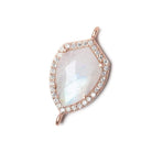 19.5x15mm Rose Gold Bezel White CZ and Rainbow Moonstone Shield Connector 1 focal piece - Beadsofcambay.com