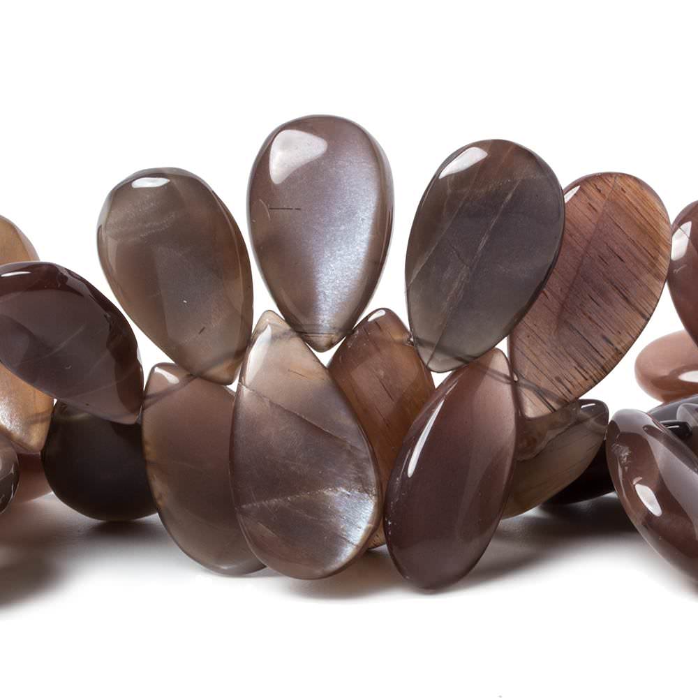 19.5x9-23.5x12.5mm Chocolate Moonstone plain pear beads 8 inch 40 pcs - Beadsofcambay.com