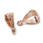 19.5x9mm Rose Gold plated Copper Bail Miligrain Vine Design 1 pcs - Beadsofcambay.com