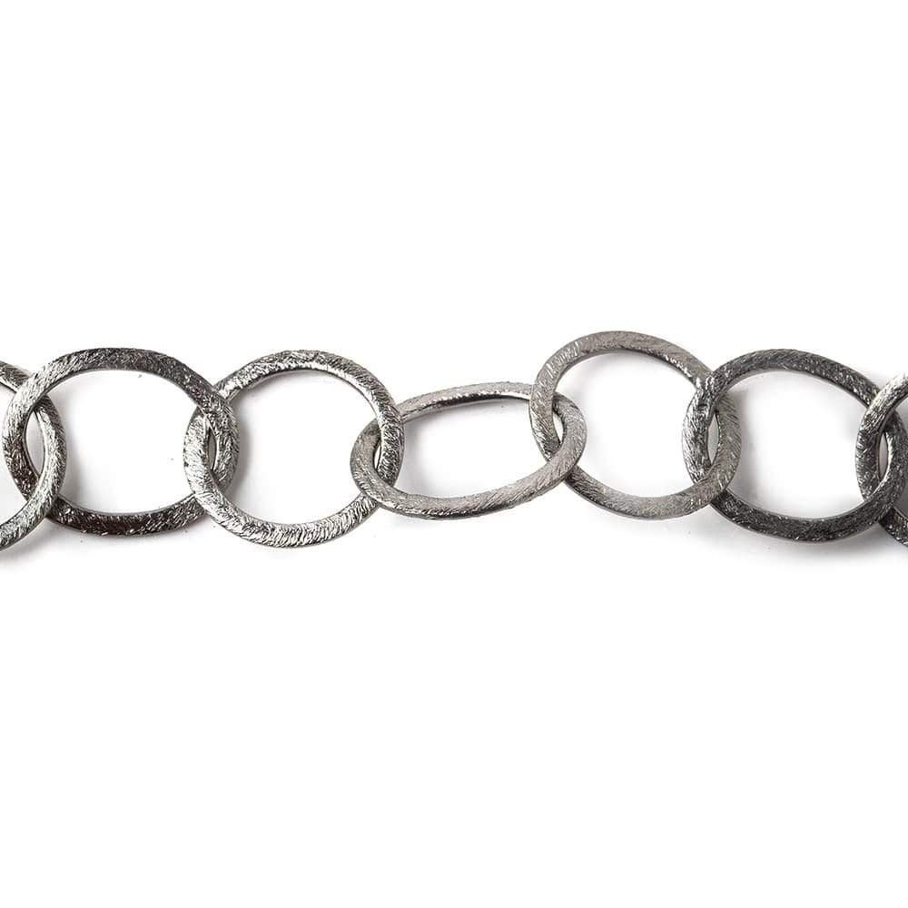 19mm-22x18mm Black Gold Plated Brushed Round & Oval Link Chain by the foot - Beadsofcambay.com