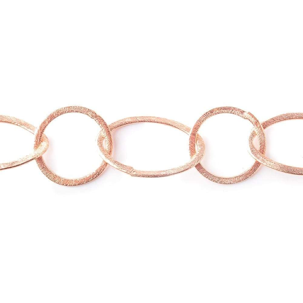 19mm & 27x16mm Rose Gold plated Brushed Round & Marquise Link Chain by the foot - Beadsofcambay.com