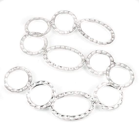 19mm & 29x19mm Sterling Silver plated Copper Hammered Circle and Oval Beads 11 pieces*DISCONTINUED* - Beadsofcambay.com
