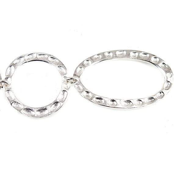 19mm & 29x19mm Sterling Silver plated Copper Hammered Circle and Oval Beads 11 pieces*DISCONTINUED* - Beadsofcambay.com