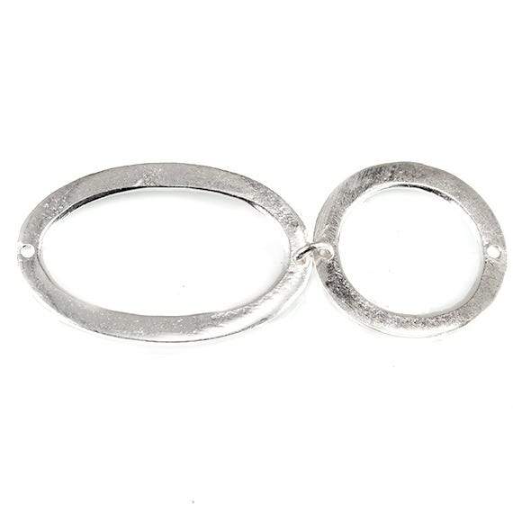 19mm & 29x19mm Sterling Silver plated Copper Hammered Circle and Oval Beads 2 pieces*DISCONTINUED* - Beadsofcambay.com
