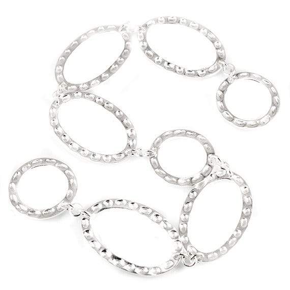 19mm & 29x19mm Sterling Silver plated Copper Hammered Circle and Oval Beads 8 pieces *DISCONTINUED* - Beadsofcambay.com