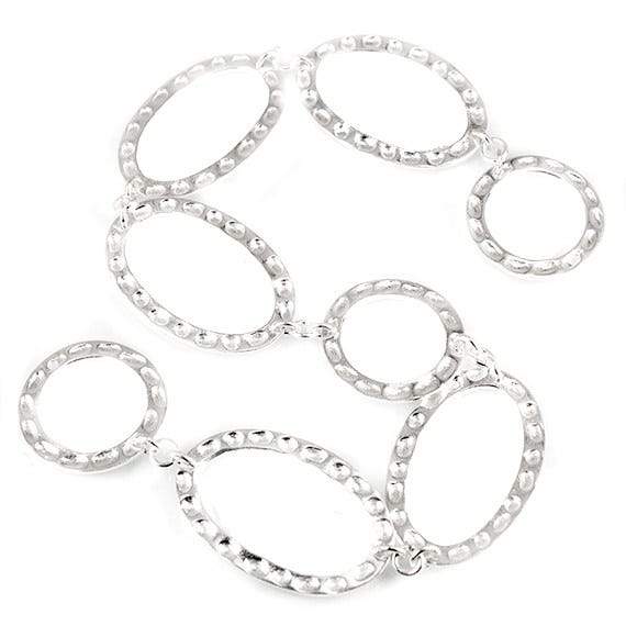 19mm & 29x19mm Sterling Silver plated Copper Hammered Circle and Oval Beads 8 pieces *DISCONTINUED* - Beadsofcambay.com