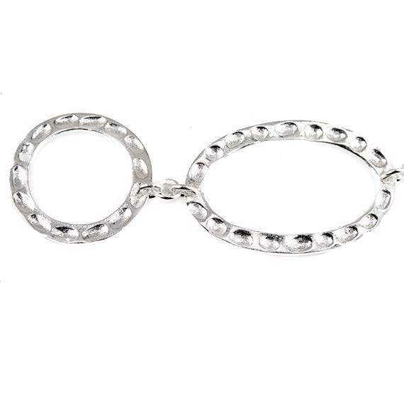 19mm & 29x19mm Sterling Silver plated Copper Hammered Circle and Oval Beads 8 pieces *DISCONTINUED* - Beadsofcambay.com
