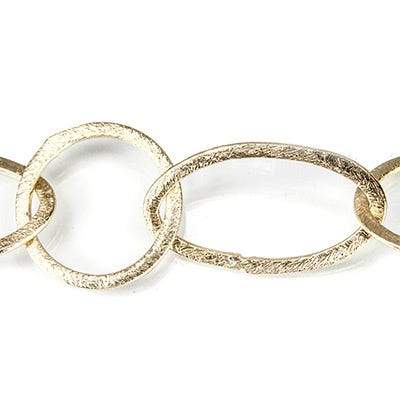 19mm and 27x16mm 14kt Gold plated Brushed Round & Marquise Link Chain by the foot - Beadsofcambay.com