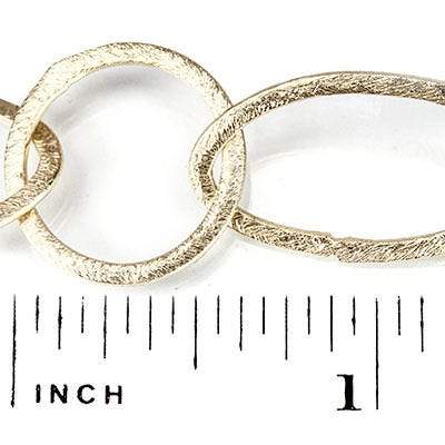 19mm and 27x16mm 14kt Gold plated Brushed Round & Marquise Link Chain by the foot - Beadsofcambay.com