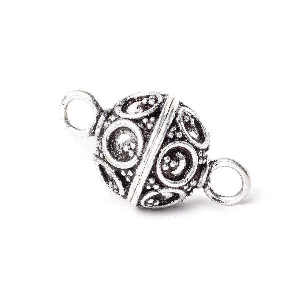 19mm Antiqued Sterling Silver Magnetic Clasp Circles With Miligrain Design 1 piece - Beadsofcambay.com
