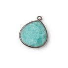19mm Black Gold .925 Bezel Amazonite Plain Heart Pendant 1 Focal Bead - Beadsofcambay.com