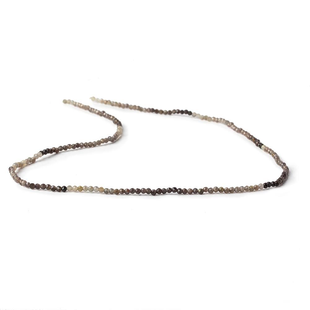 1.9mm Multi Grey Brown Sapphire Micro Faceted rounds 13 inch 200 beads - Beadsofcambay.com