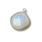 19mm Silver Bezel Rainbow Moonstone faceted cushion Pendant 1 piece - Beadsofcambay.com