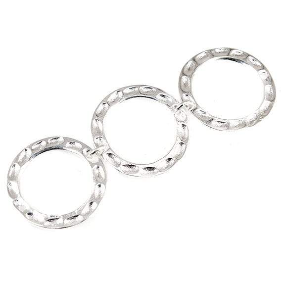 19mm Sterling Silver plated Copper Hammered Circle Bead 3 pieces*DISCONTINUED* - Beadsofcambay.com