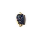 19x10.5mm Gold Leafed Blue Agate Hammer Faceted Rectangle Connector - Beadsofcambay.com