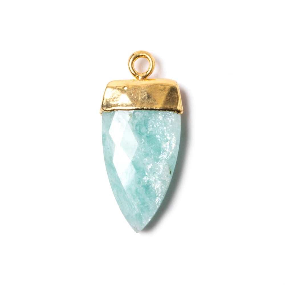 19x10mm Gold Leafed Amazonite faceted Point Pendant 1 piece - Beadsofcambay.com