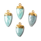 19x10mm Gold Leafed Amazonite faceted Point Pendant 1 piece - Beadsofcambay.com