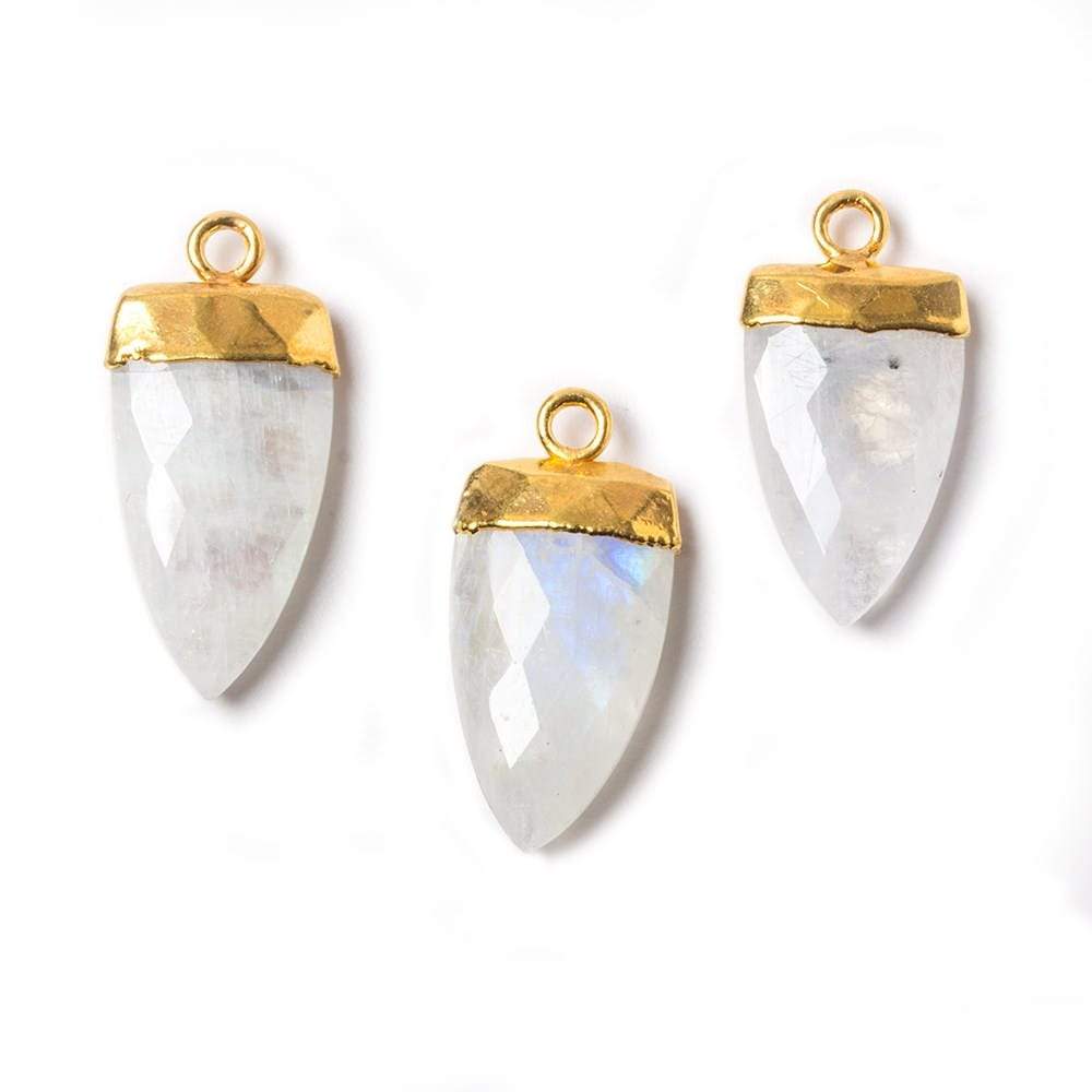 19x10mm Gold Leafed Rainbow Moonstone faceted Point Pendant 1 piece - Beadsofcambay.com