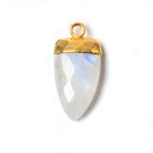 19x10mm Gold Leafed Rainbow Moonstone faceted Point Pendant 1 piece - Beadsofcambay.com