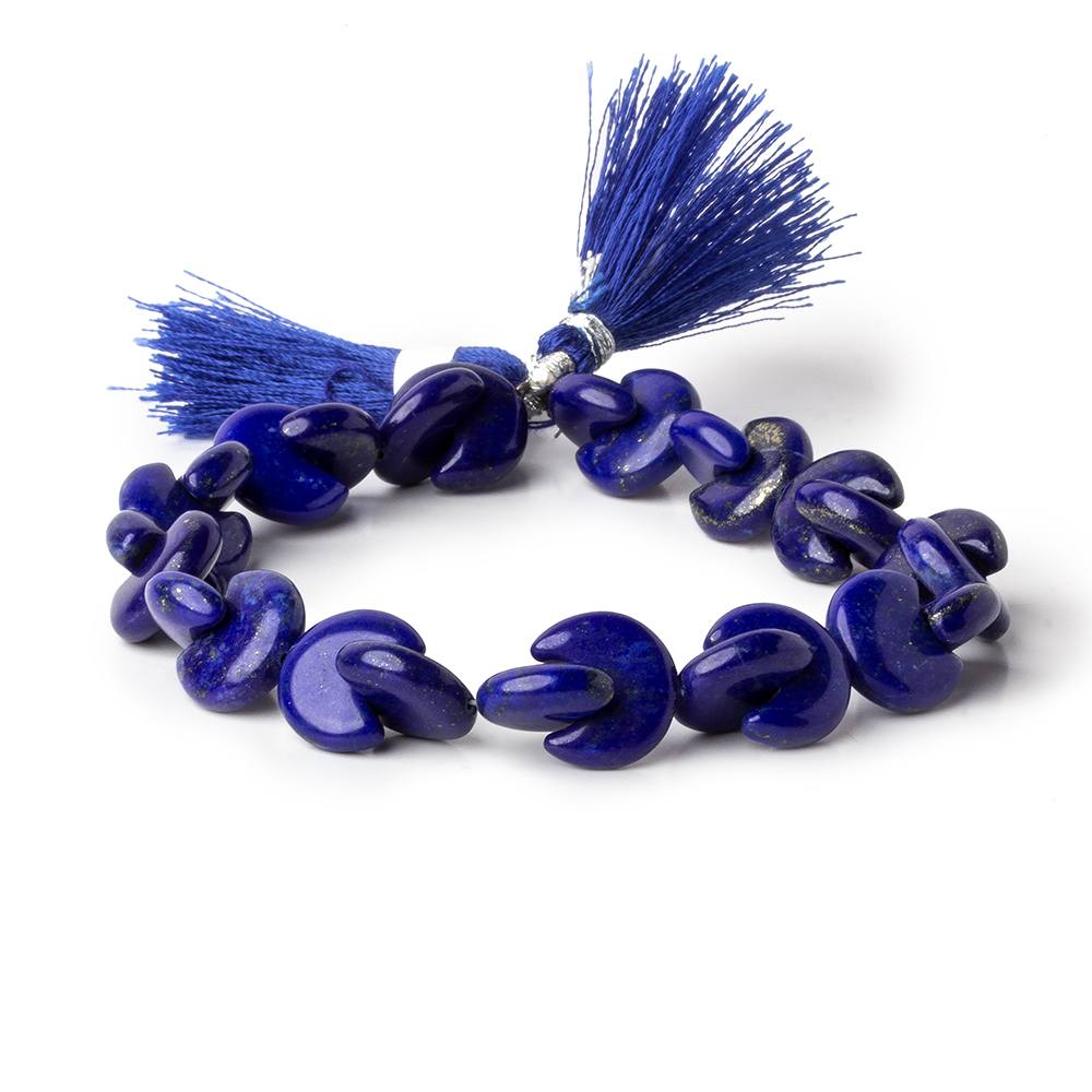 19x10mm Lapis Lazuli interlocking center drilled half moon beads 7.5 inch 26 pieces AAA - Beadsofcambay.com