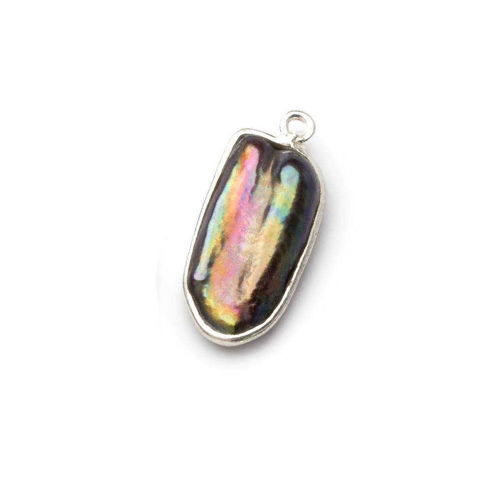 19x10mm Sterling Silver Bezel Peacock Biwa Pearl Pendant 1 piece - Beadsofcambay.com