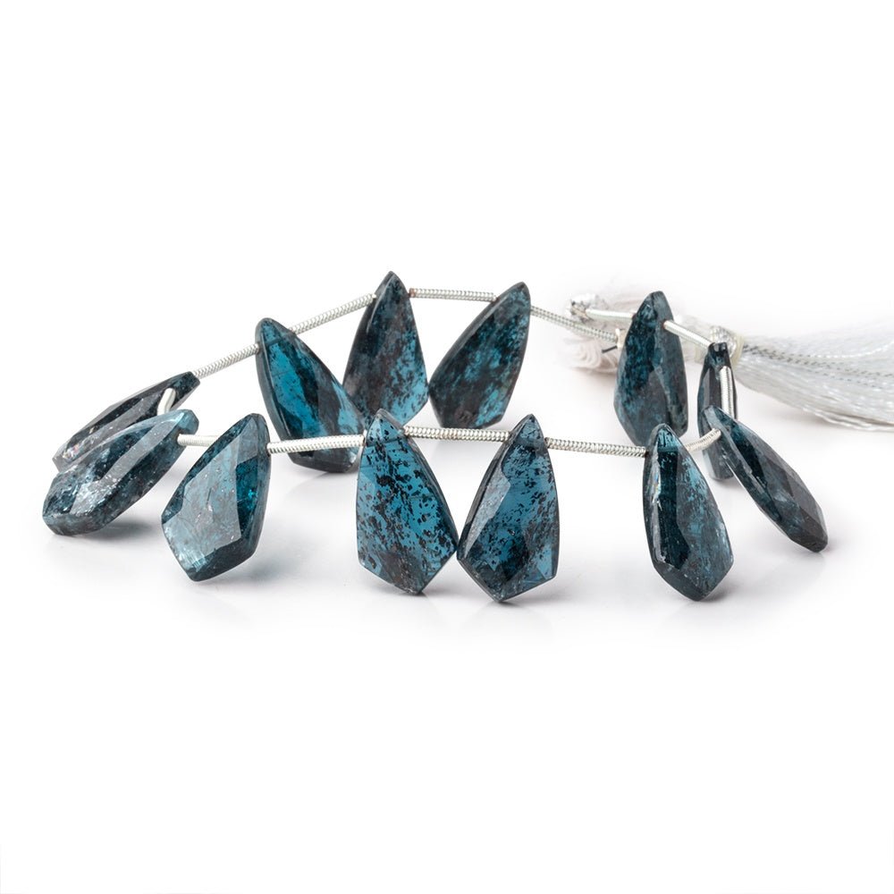 19x10mm Teal Moss Kyanite Faceted Shield Beads 6.5 inch 12 pieces - Beadsofcambay.com