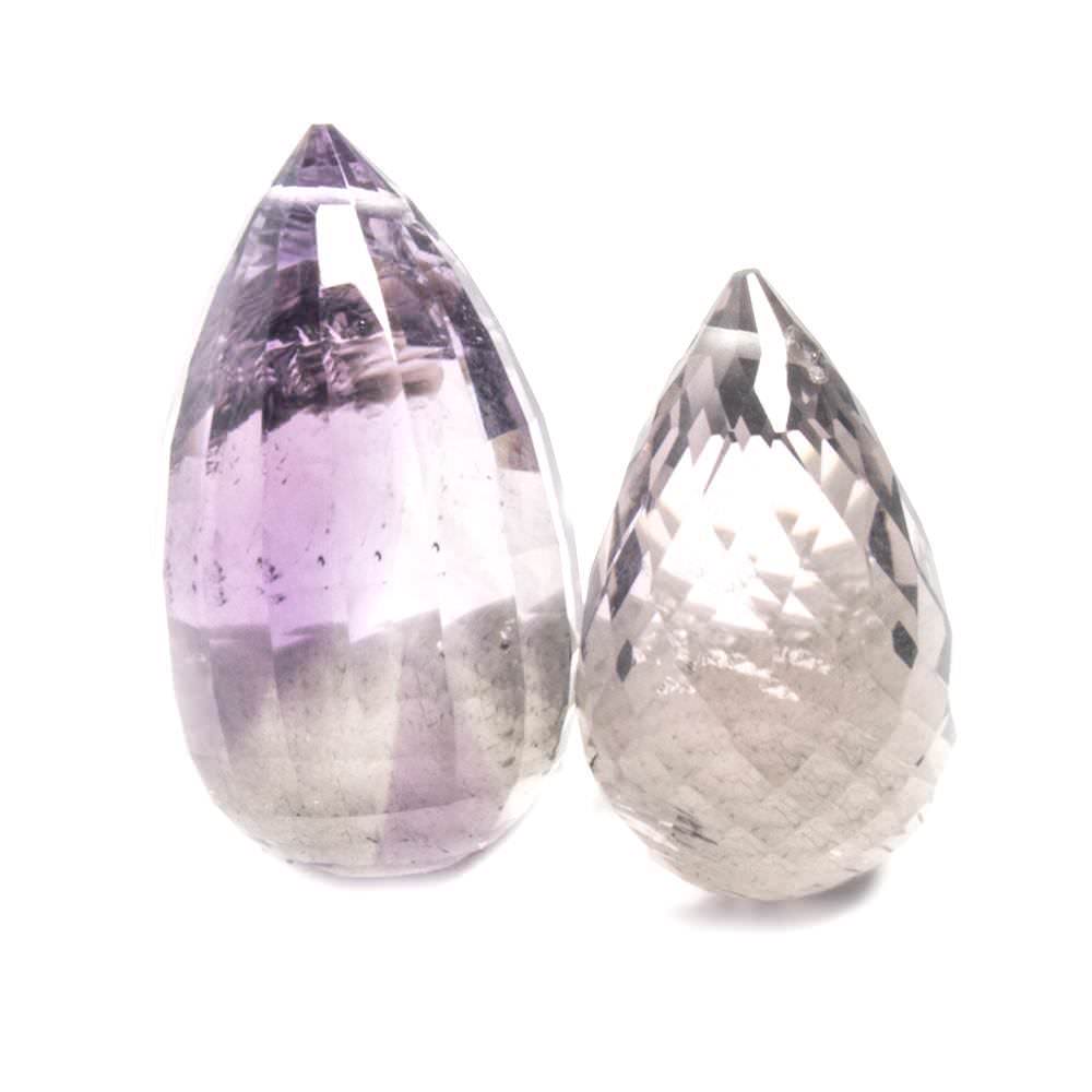 19x11-23x13mm Amethyst Faceted Tear Drop Focal Bead Set of 2 - Beadsofcambay.com