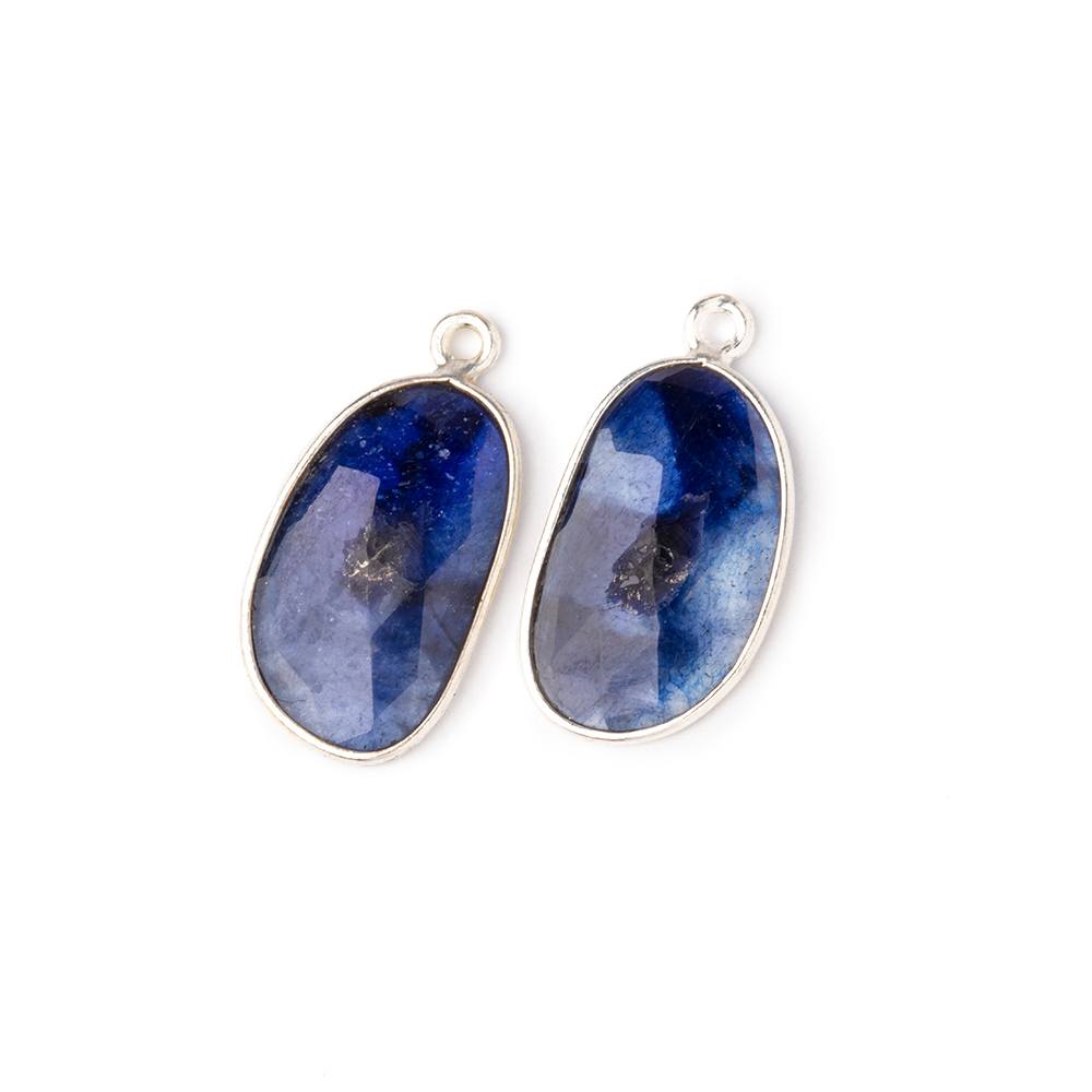 19x11.5mm .925 Silver Bezel Kyanite Faceted Freeform Set of 2 Pendants - Beadsofcambay.com