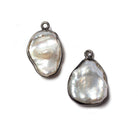 19x11mm Black Gold Bezeled Rose' White Keshi Pearl Pendant 1 piece - Beadsofcambay.com