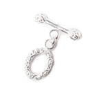 19x11mm Sterling Silver Toggle Oval Texture Design 1 piece - Beadsofcambay.com