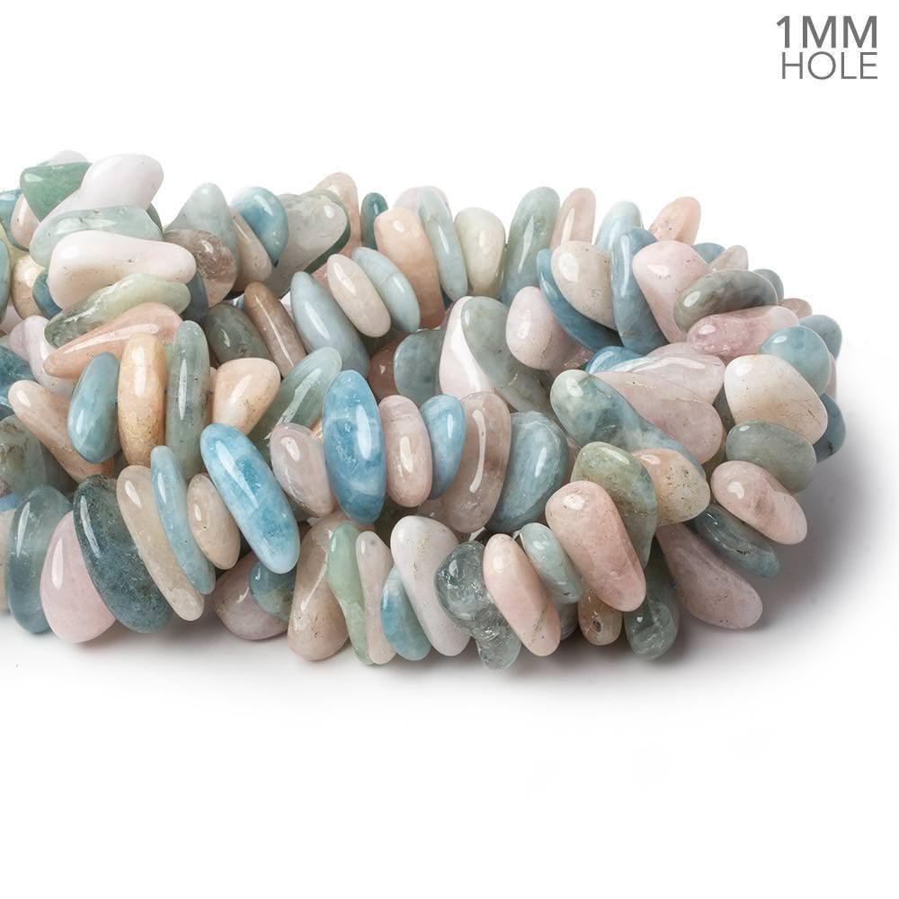 19x12-24x17mm Multi Beryl center drilled elongated plain nuggets 16 inch 64 large hole beads AA - Beadsofcambay.com