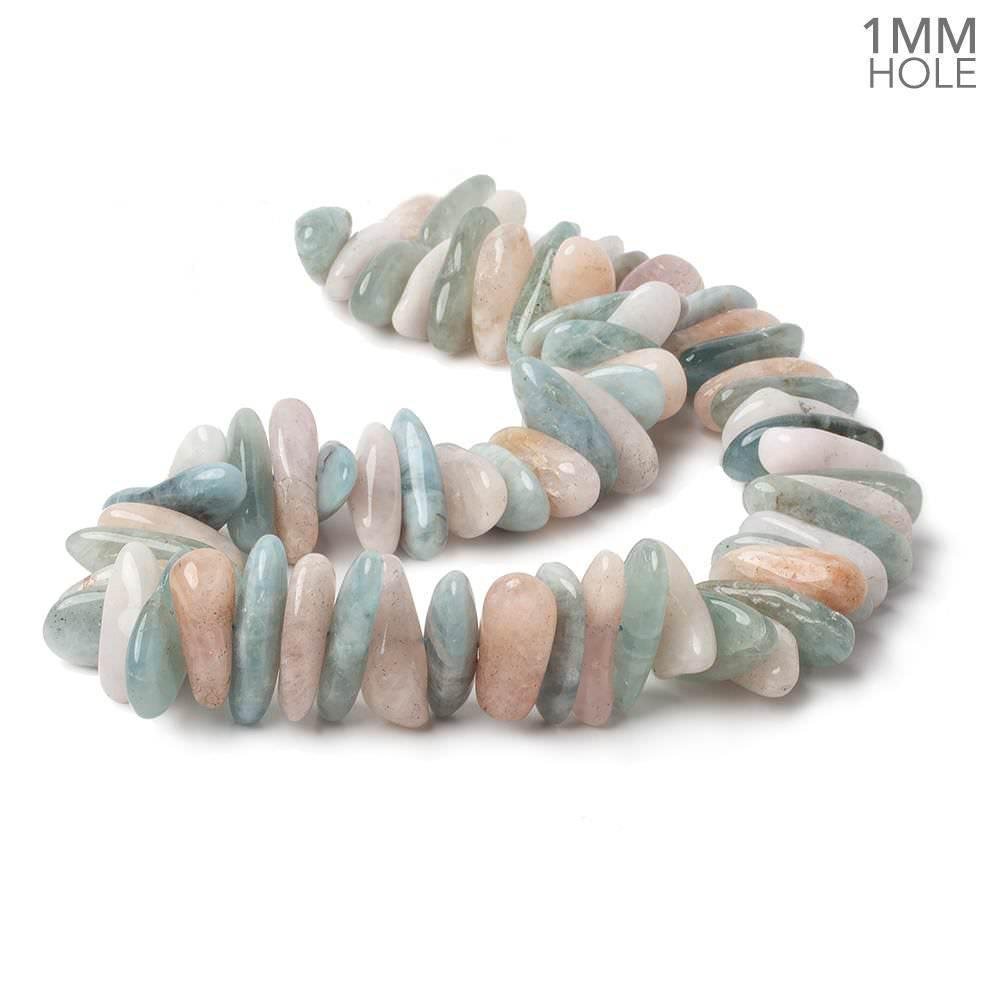 19x12-24x17mm Multi Beryl center drilled elongated plain nuggets 16 inch 64 large hole beads AA - Beadsofcambay.com