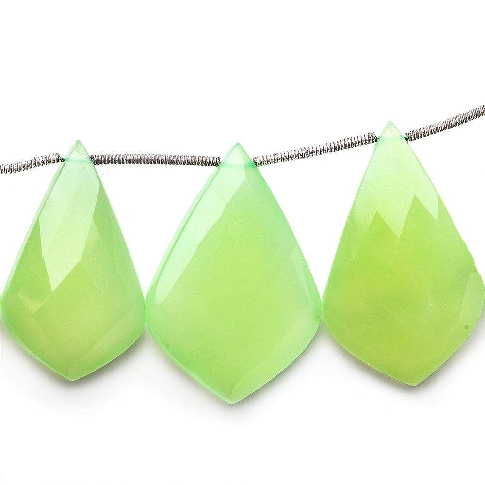 19x12-31x21mm Lime Green Chalcedony Modified Faceted Pears 9 inch 13 Beads - Beadsofcambay.com