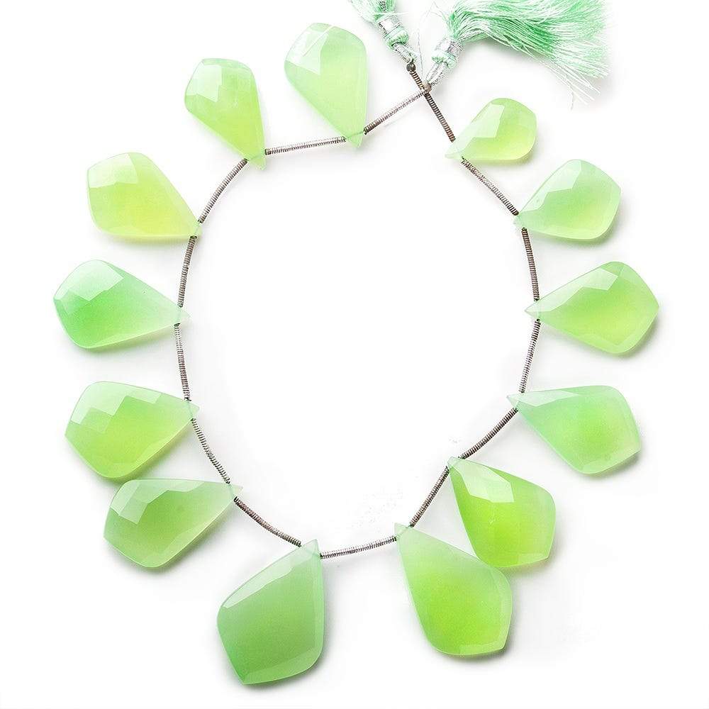 19x12-31x21mm Lime Green Chalcedony Modified Faceted Pears 9 inch 13 Beads - Beadsofcambay.com
